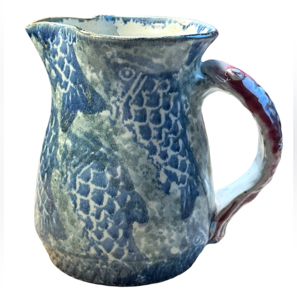 Scott Barnim Pottery Studio Pottery Fish Pitcher Handle Made in Ontario Canada